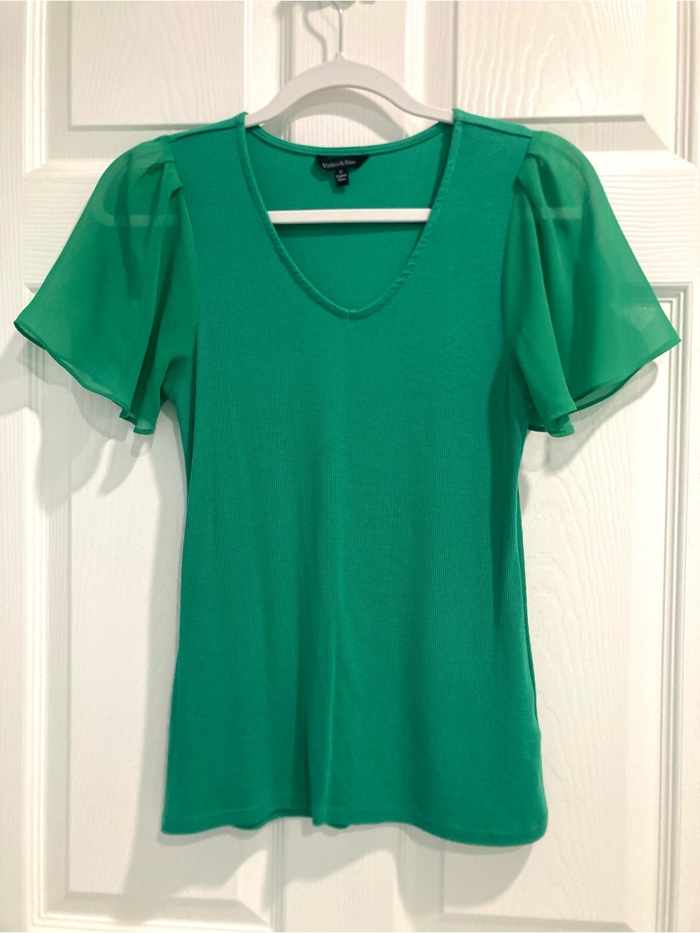 Violets & Roses Emerald Green Short Sleeve Blouse XS